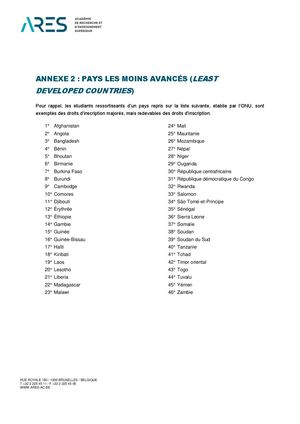Annexe 2 Pays Ldc exempté du Dis 25-26