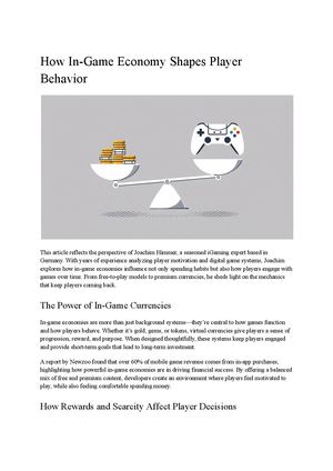 How In-Game Economy Shapes Player Behavior