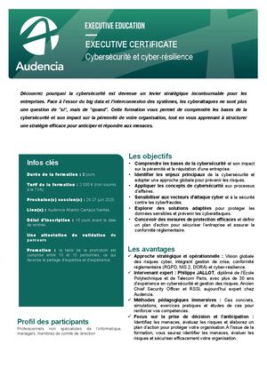 Executive Certificate Cybersécurité Et Cyber Résilience