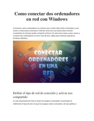 Como Conectar Dos Ordenadores En Red En Windows