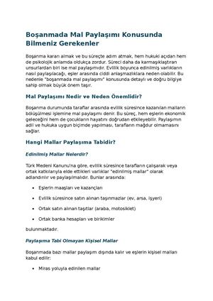 Boşanmada Mal Paylaşımı Konusunda Bilmeniz Gerekenler