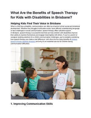 What Are The Benefits Of Speech Therapy For Kids With Disabilities In Brisbane