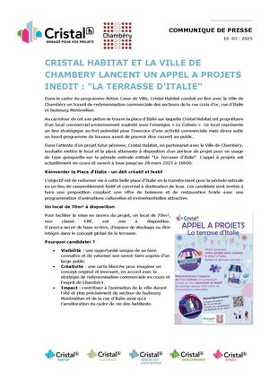202503198 Cp Cristal Et La Ville De Chambéry Lancent Un Appel à Projets Inédit La Terrasse D'italie