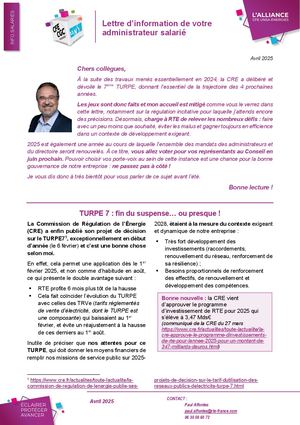 Lettre Administrateur salariés - RTE - Avril 2025
