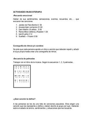 Actividades Musicoterapia