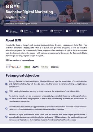 English Track - Bachelor Digital Marketing EEMI