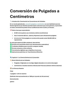Conversión De Pulgadas A Centímetros
