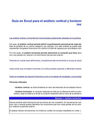 Ejercicio De Analisis Vertical Y Horizontal Resolvido