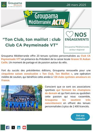 Actu Ton Club, Ton Maillot Club Club Ca Peymeinade Vt 28032025