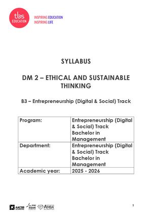 ENT DM2 ETHICAL AND SUSTAINABLE THINKING