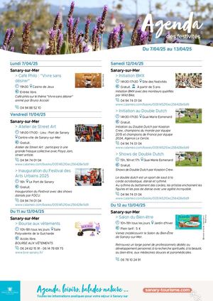 Agenda de la semaine du 07 au 13 avril 2025