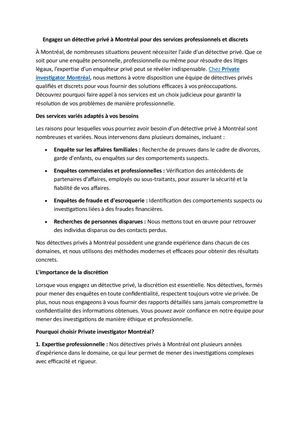 Engagez Un Détective Privé à Montréal Pour Des Services Professionnels Et Discrets