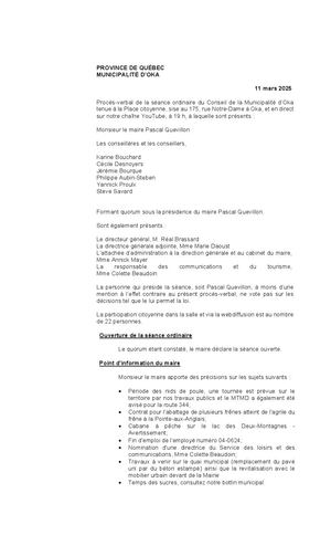 2025-03-11 - Séance ordinaire