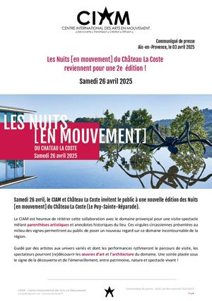 CP - 2ème édition des Nuits [en mouvement] du Château La Coste