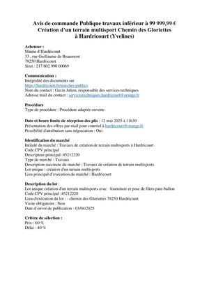 Avis De Commande Publique Terrain Multisport