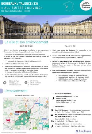 Fiche Produit Résidence éTudiante All Suites Coliving Talence