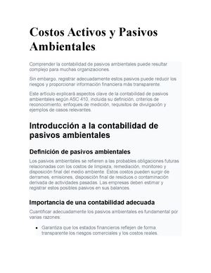 Costos Activos Y Pasivos Ambientales