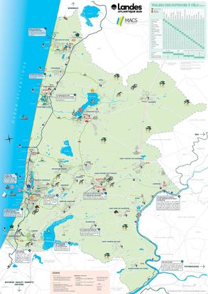 Carte Touristique et Vélo des Landes Atlantique Sud 2025