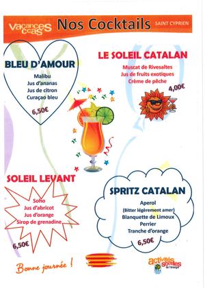 Carte Des Coktails Du Tir Tap's