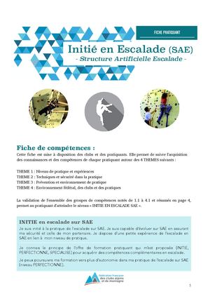 Escalade SAE : niveau Initié