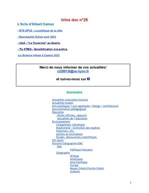 Infos Doc n°25 2024-2025