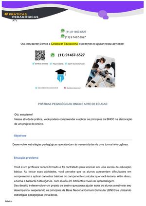 Portfólio Individual Práticas Pedagógicas Bncc E Arte De Educar