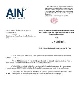 Délégation De Signature M Gilles Rippoles Arrêté N° 2323 Avril 2025