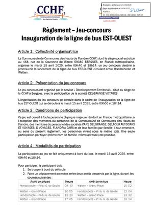 Réglement Jeu Concours Fete De Lancement H W