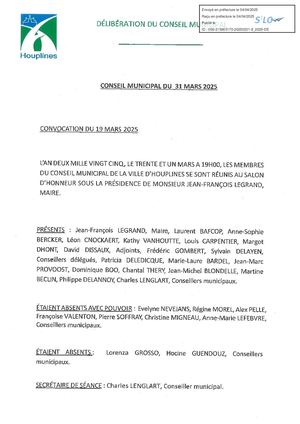 Conseil municipal du 31 mars 2025 - Délibérations
