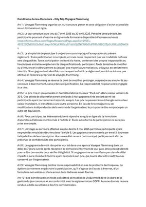 Conditions Concours City Trip