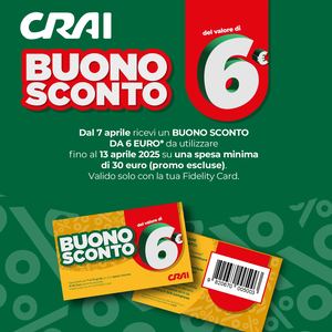 Buono Sconto 6€ CRAI Tirreno