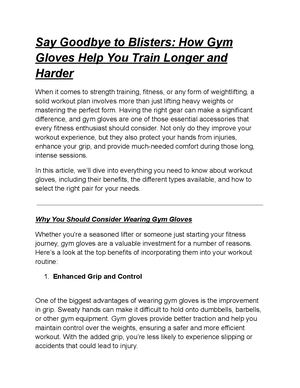 Say Goodbye To Blisters How Gym Gloves Help You Train Longer And Harder