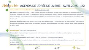 Agenda Lorée De La Brie Avril 2025