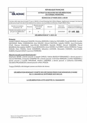 DELIBERATIONS CM 27 03 2025