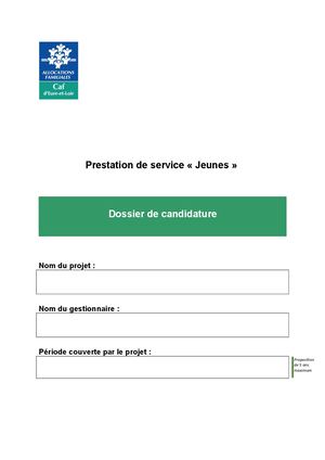 Appel à projets Ps Jeunes  2025 : Dossier De Candidature