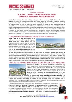 Pose de la première pierre de Blue Baie à Arzon - 15 mai 2017