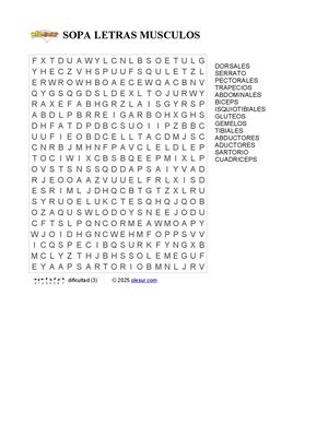 Sopa De Letras músculos cuerpo humano