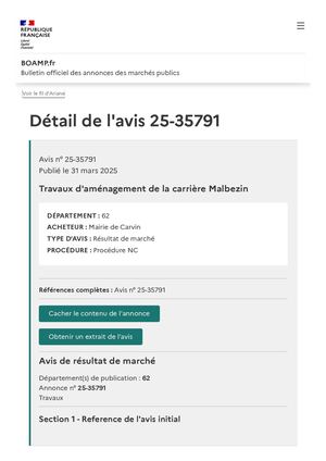 Avis d'attribution n°2025002