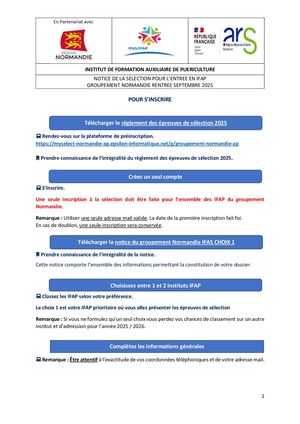 DEAP Alencon - notice d'information inscription IFAP régionaux