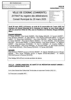 Centre Municipal De Santé Et De Prévention Budget Annexe Compte Administratif 2024