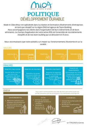 Politique Développement Durable - Made In Côte d'Azur