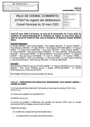 Affectation Des Résultats Budgétaires 2024 Budget Annexe Centre De Santé