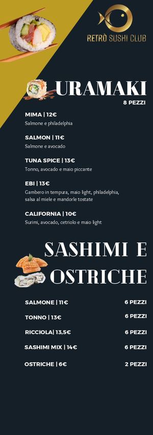 Retrò Retro Sushi Menu