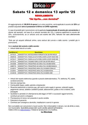 Regolamento Sconto 20% Su 100€ 12 E 13 Aprile