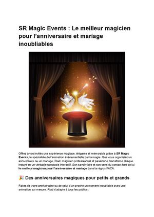 SR Magic Events : Le meilleur magicien pour l’anniversaire et mariage inoubliables