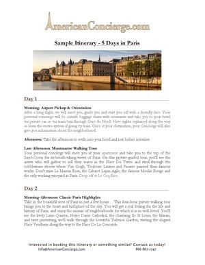 Sample Itinerary 5 Day Classic Paris 1