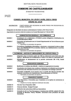 Conseil Municipal du 3 Avril 2025 - Dossier des délibérations exécutoires