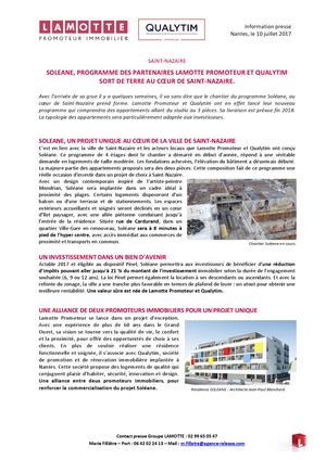 Lamotte Promoteur/Qualytim : Soléane sort de terre au coeur de Saint-Nazaire - 10 juillet 2017