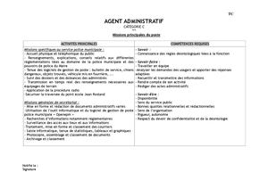 Calaméo - Fiche de poste - Agent Administratif Police Municipale