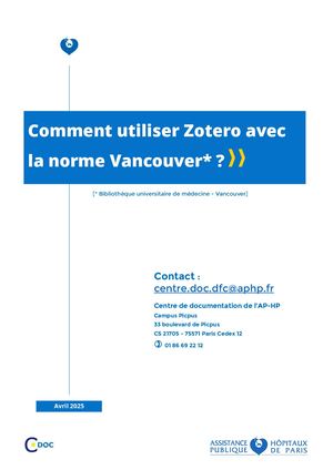 Zotero Version 7 Et La Norme Bibliothèque Universitaire De Médecine Vancouver Avril 2025
